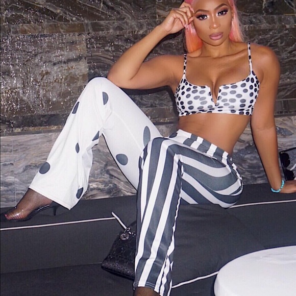 PrettyLittleThing Pants - Striped polka dots pant